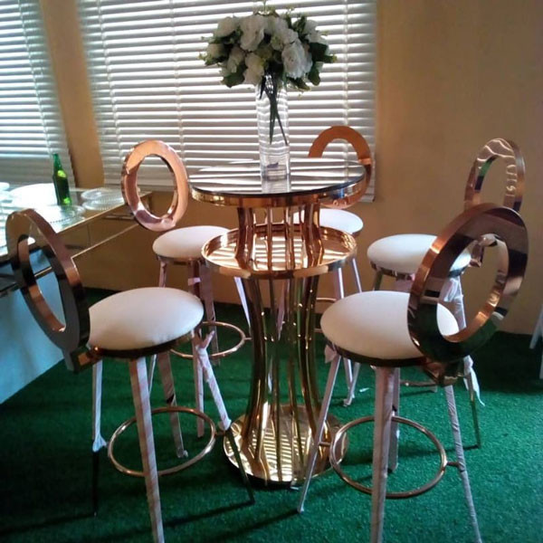 Modern Wedding High Bar Chair Stainless Steel Counter O Back Gold Bar Stool
