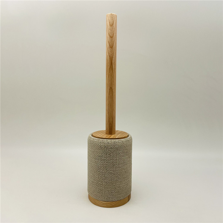 Sand color polyresin bathroom accessories set wooden base bathroom countertop accessories soap dispenser