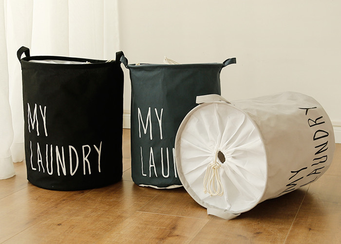 Puting Foldable canvas washing laundry clothes basket toy storage bag large box customized my laundry blue grey black