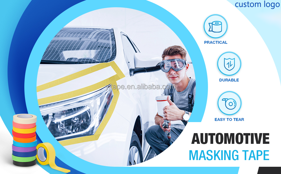 Automotive Body Shop Crepe Painters Masking Tape With 120 Degree Temperature Resistance