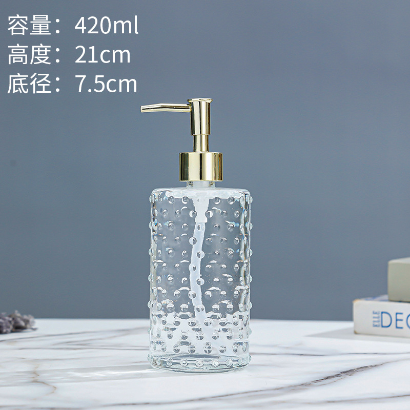 Hot Stamping 420ml Glass Soap Dispenser For Press On Hand Sanitizer And Soap Liquid