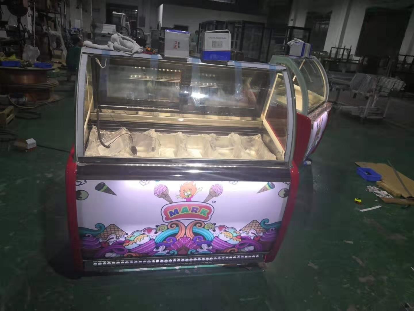 Commercial Double Row 10 Pans Ice Cream Display Freezer