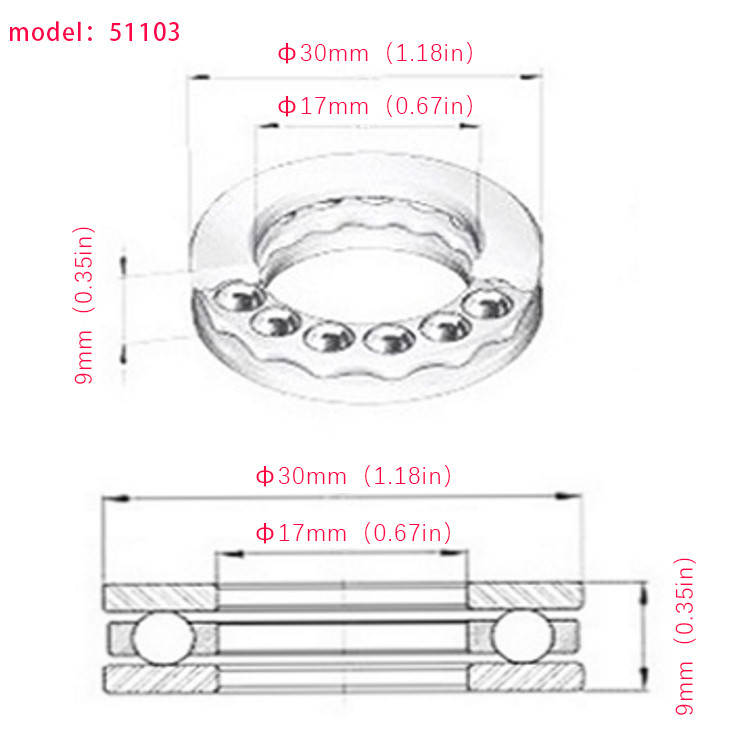 Large 51106/51107/51109/51108 Thrust Bearing 51110 Ball Bearing