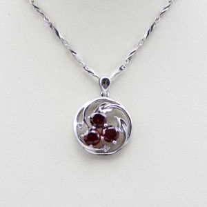 Silver Jewelry Purple Cubic Zircon Charm Pendant Necklace (P33)