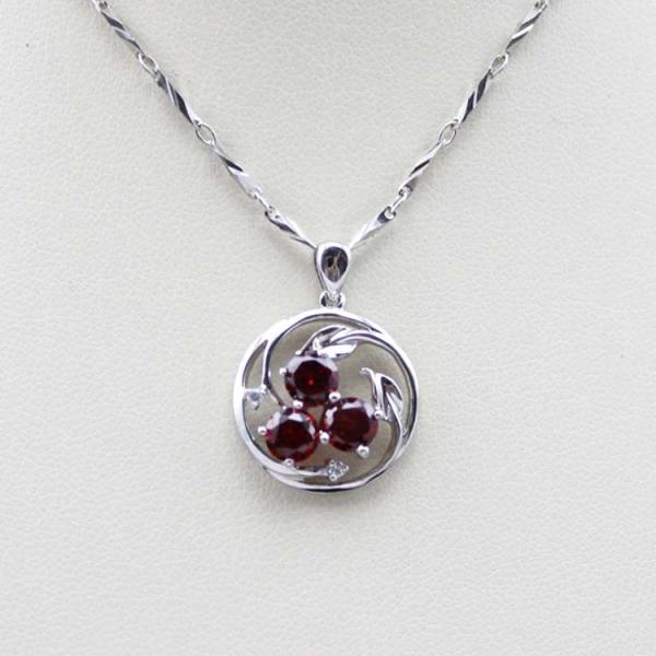 Silver Jewelry Purple Cubic Zircon Charm Pendant Necklace (P33)