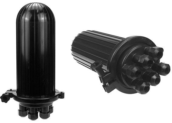 Dome Vertical Joint Closure Fiber Optic Enclosure 3 In - 3 Out Cable Ports