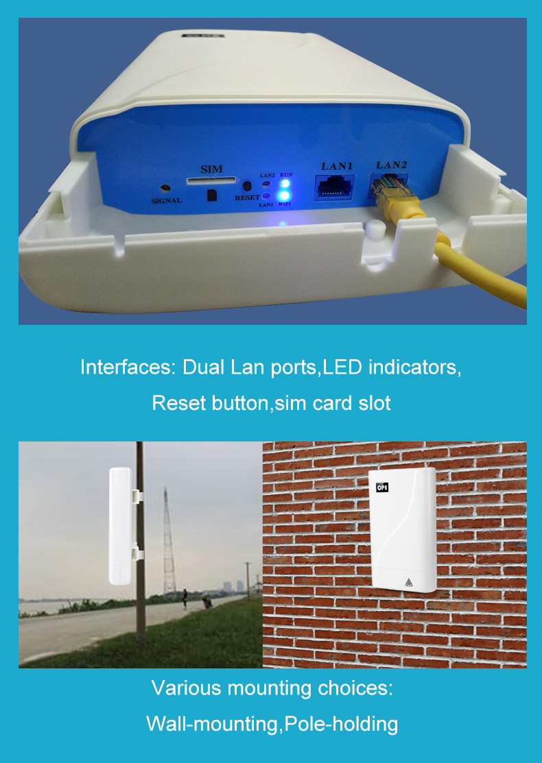 OEM Waterproof Outdoor 4G LTE Mobile Router With 48V POE Adapter