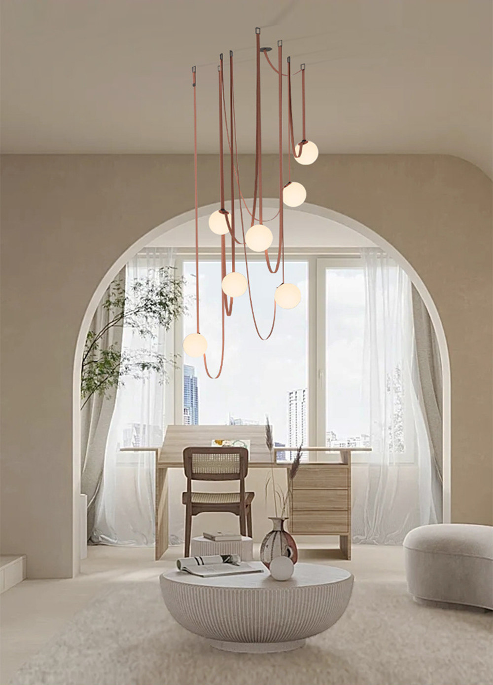 Design wabi sabi wind Belt Chandelier For Living Room Bedroom glass ball Chandelier (WH-MI-363)