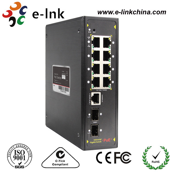 Managed POE Industrial Network Switch 8 10 / 100 /1000 Base-T + 1000 Base SFP