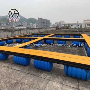 China Square Pontoon Aquaculture Cage Green And Yellow With Floating Pipe 350mm wholesale