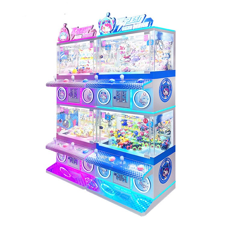 Customized Four Player Crane Doll Claw Machine for Multiplayer Fun at Amusement Park