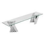Clear 12mm Stainless Steel TV Stand Tempered Glass Top Living Room Furniture