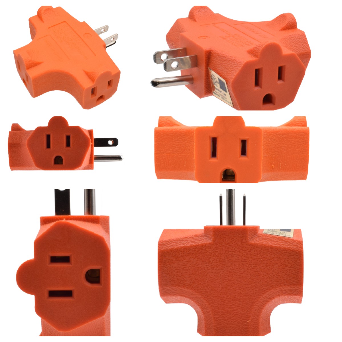 SDK Network 15-amp Adapter 3 Grounding 1 to 3 Outlets Heavy Duty Nema 5-15p to Multiple Nema 5-15r Waterproof Multipurpose Extension Socket