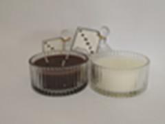 China Large decor glass scented candle with decor lid, printed hang card wholesale