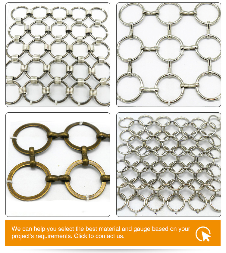Hotel Decor Chain Mail Ring Metal Mesh Curtain With PVD Colors