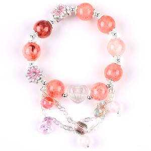 China 12mm Afghanistan Jade Quartz Heart Carving Crystal Chain Circle Bead Bracelet wholesale