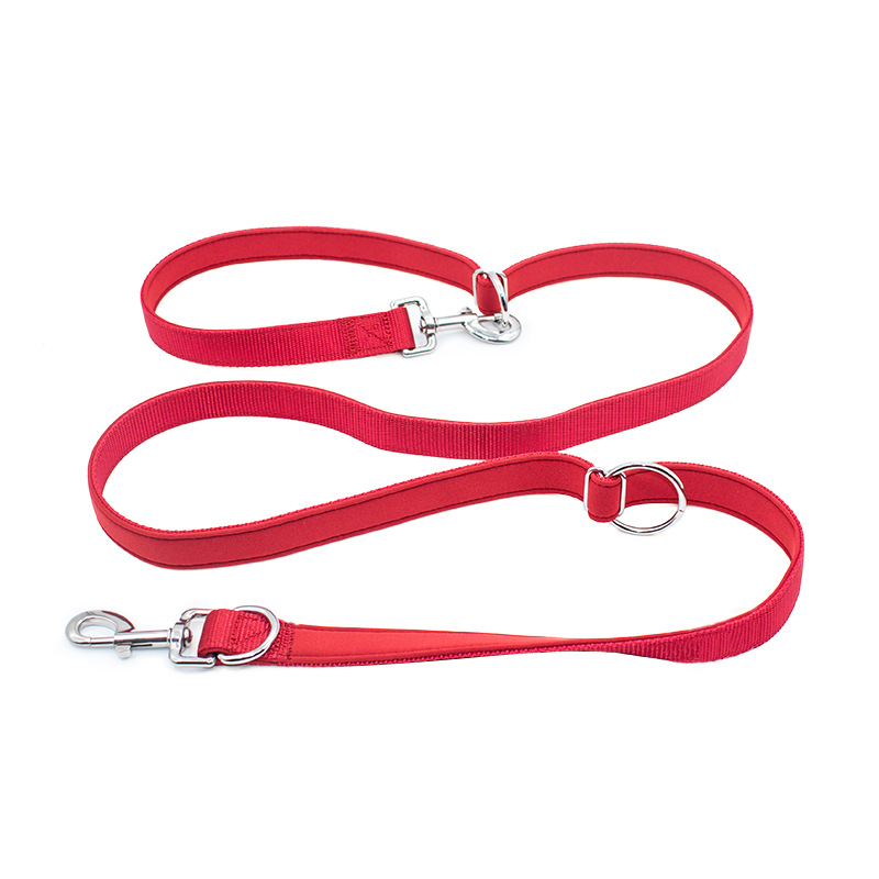Outdoor Running Personalized Nylon Multifunctional Pet Dog Leash with One Drag Two Double-Headed Dog Rope Durable and Versatile