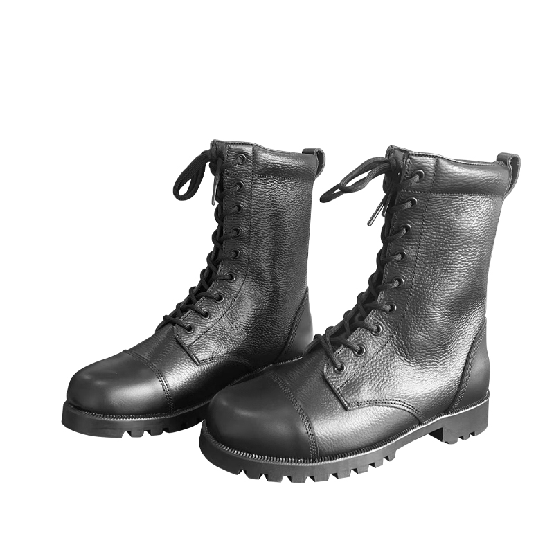 Autumn Men's Black Cowhide Leather Boots with Rubber Outsole Shoe heel height About 3CM