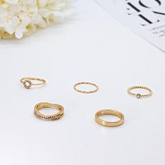 China 5pcs Titanium Wedding Ring Set Hug Adjustable Alloy Gold Moissanite Fashion Jewelry Rings wholesale
