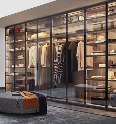 Elegant Glass Wardrobe With Led Light For Customer's Drawings Advantage Wooden Wardrobes