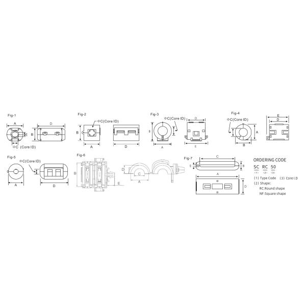 SCRC 250A Ferrite Split Core Current Suppressor NiZn Material