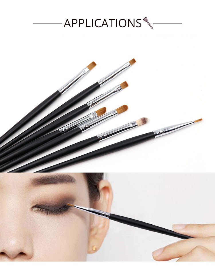 7 pcs OEM Black Goat Hair Powder Foundation Eyeshadow Blending Brush Makeup Brushes Set