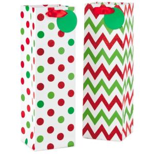 China Luxury Paper Wine Bottle Gift Bag With Ribbon And Handle wholesale