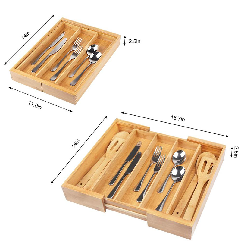 5 Grid Multi-functional Bamboo Storage Box with Drawer Eco-friendly and Practical