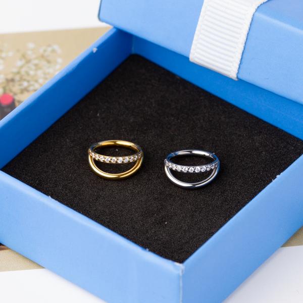 Double Layers Titanium Nose Jewelry Earring Piercing Nose Ring Gold F136 Hinged Segment