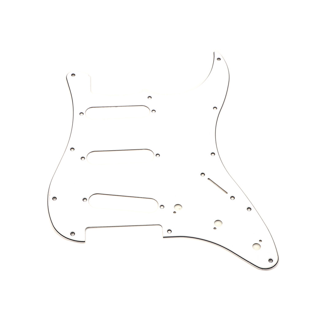 3Ply 11 Hole SSS Electric Guitar Pickguard Black Scratch Plate White Back Plate