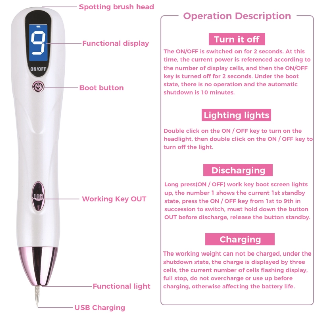 Mole Removal Laser Pen Laser Tattoo Spot Removal Plasma Pen For Home Use