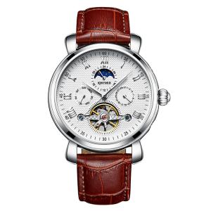 China Hollow 30M Waterproof Mechanical Watch Genuine Leather Wrist Watch wholesale