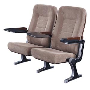 China Aluminum Leg Folding Theatre Seats , Soft Light Grey Fabric Theater Chairs wholesale