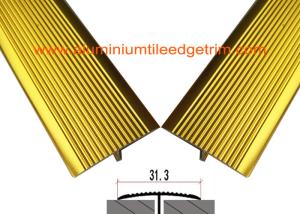 China Sand Gold Aluminium Floor Strips T Shaped Floor Transition Profile Non Slip Groove Design on sale