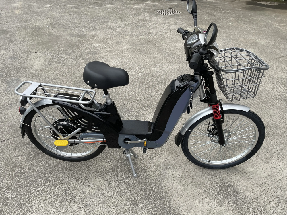 48V 12Ah 24 Inch Red Electric Bike With Lead Acid Battery Front Disk Rear Drum Brake