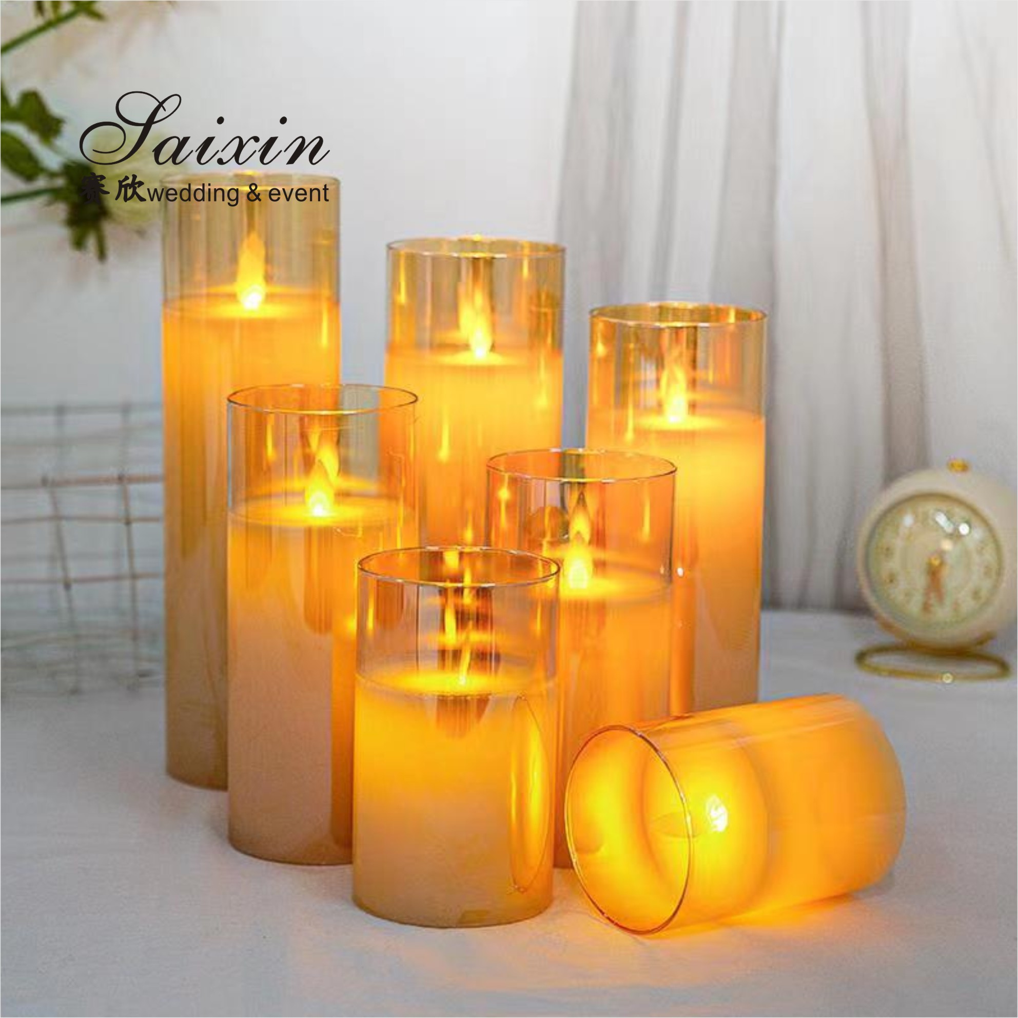 Led Candles For Wedding Centerpieces Flameless Elegant Christmas Light Wax Wedding Candle Pillars