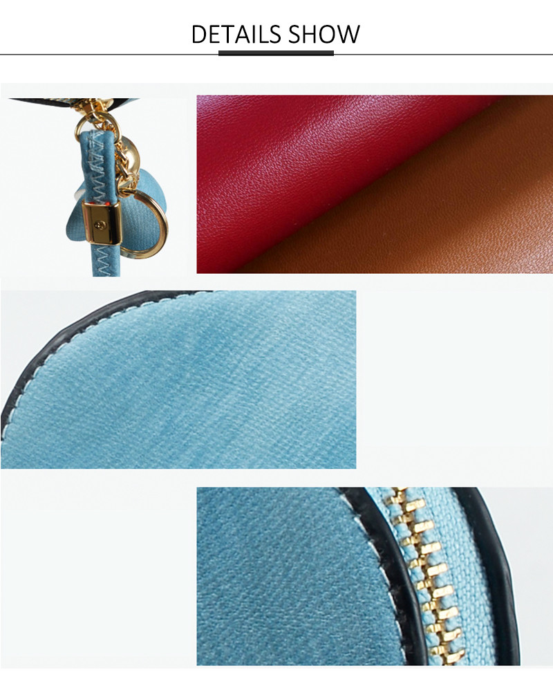 Large Capacity Half Moon Shape Plain PU Make Up Bags With Tassel