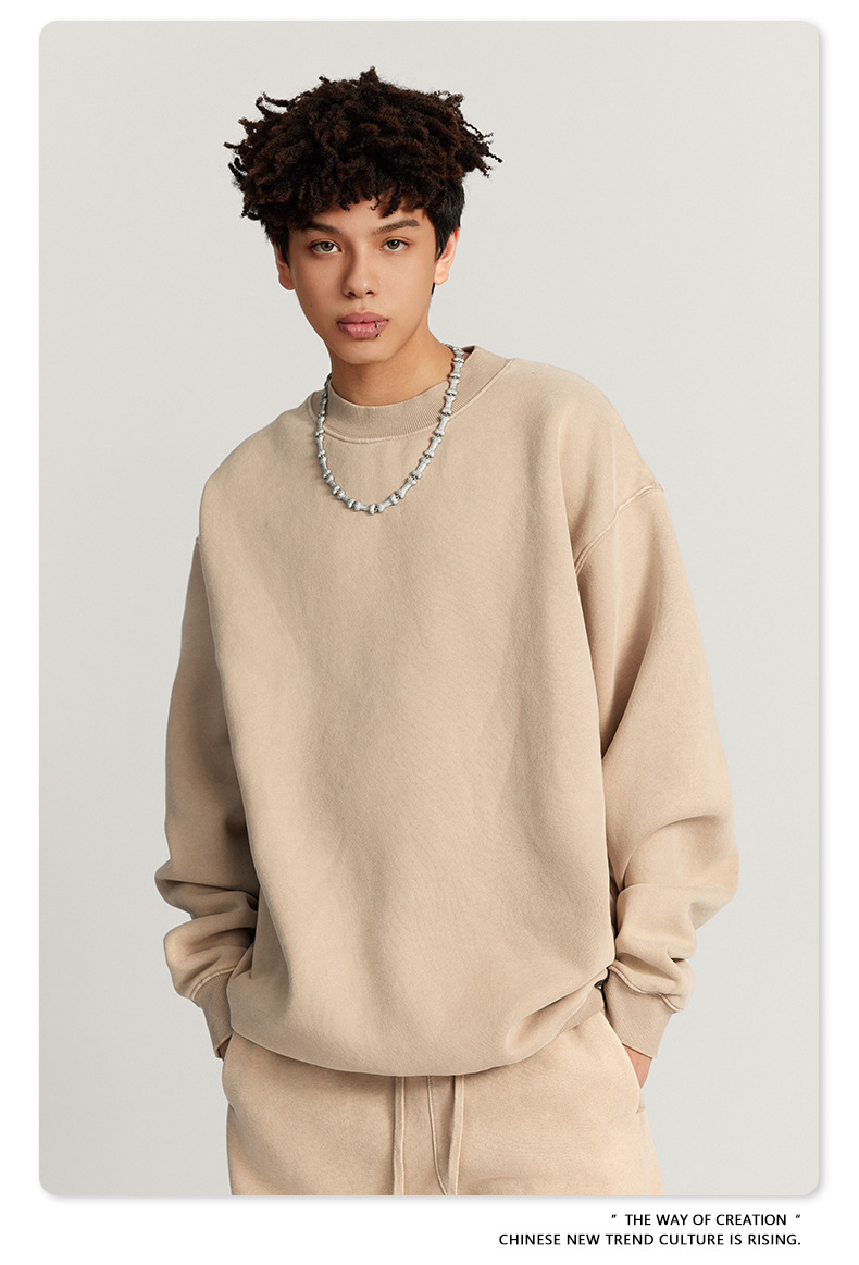 Oversized Crewneck Sweatshirt Womens Unisex Plain Embroidery Printing Acid Wash Blank 100% Cotton
