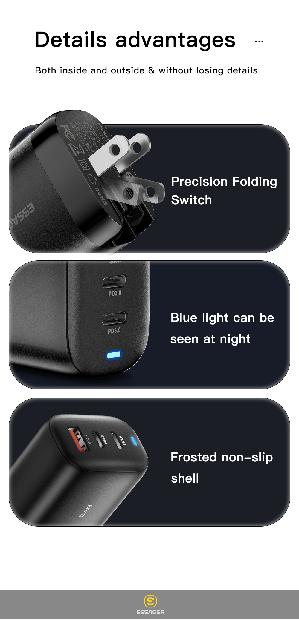 Quick GaN Wall Charger C+A 65W High Power PD 65w Fast Phone Charger For Android