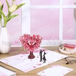 Handmade Heart Card Pop Up 3D Heart Flower Card Romantic Love Letter Greeting