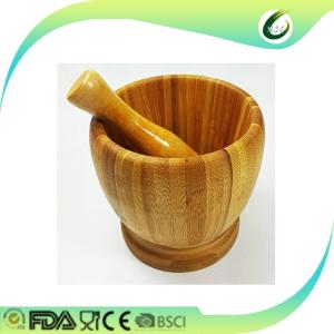 China Large Wooden Mortar And Pestle , Reusable 100% Bamboo Wooden Garlic Press wholesale