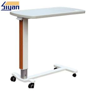 China Patient Dining Overbed Table Swivel Top PVC Film Faced With White Color wholesale