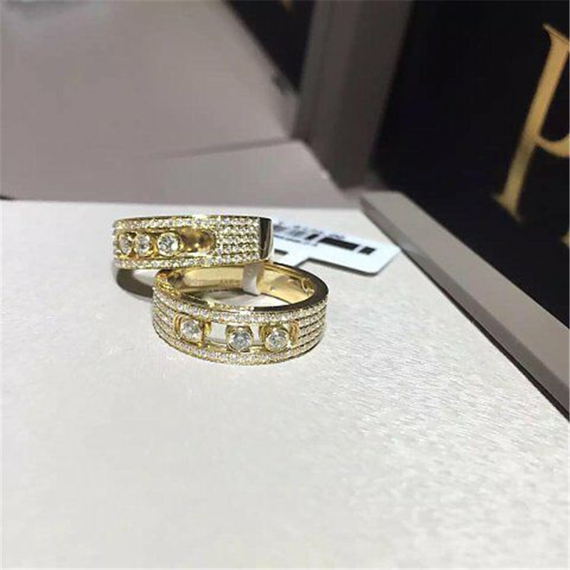 Luxury jewelry Luxury Jewelry Three drill sliding ring material 18k white gold yellow gold rose gold diamond ring