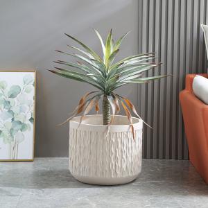 China Frost Resistant Patio Fiber Clay Planters Round Shape wholesale