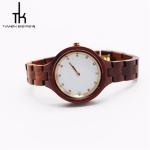 Ladies Red Sandal Wooden Wrist Watch 38mm Diameter White Dial Art