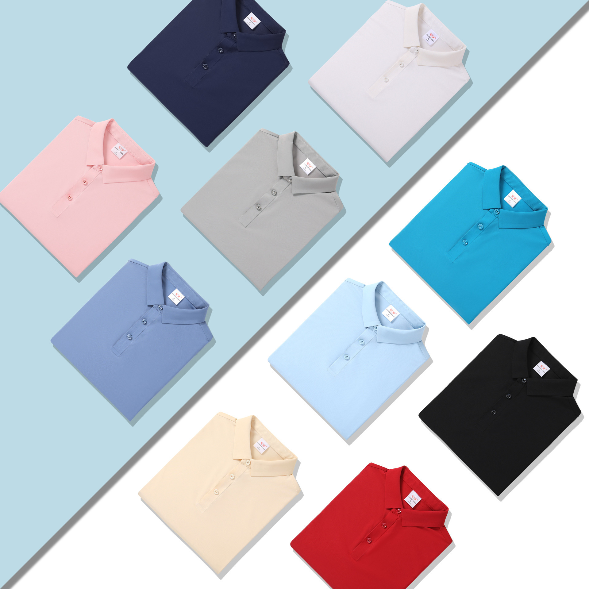 MACTING Ice Silk Cool Fiber Polo Shirts for Men and Boys in Plain Short Sleeve Design