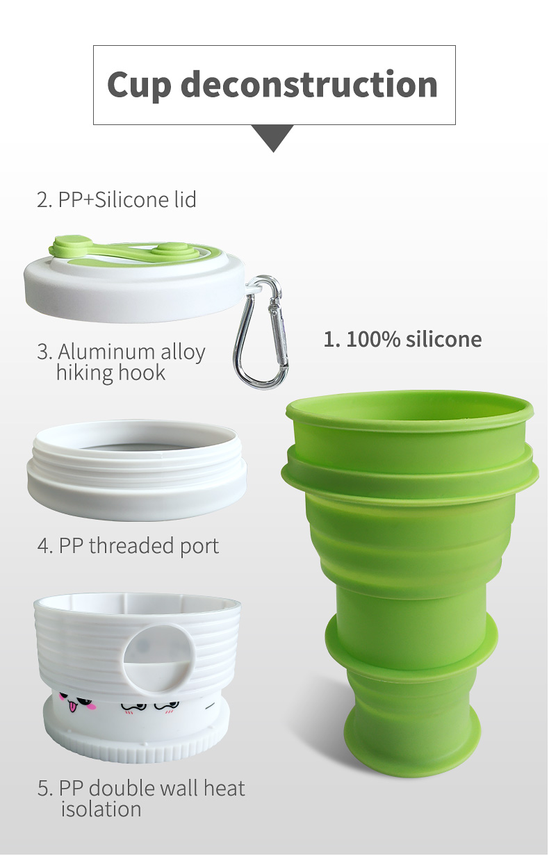 550ml 18oz Collapsible Silicone Coffee Cup Silicone Household Products White