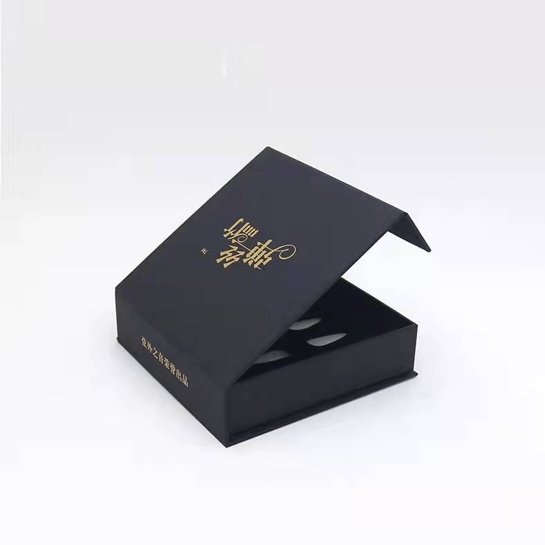 black clamshell Cosmetic Packaging Box magnet For Press On Nails