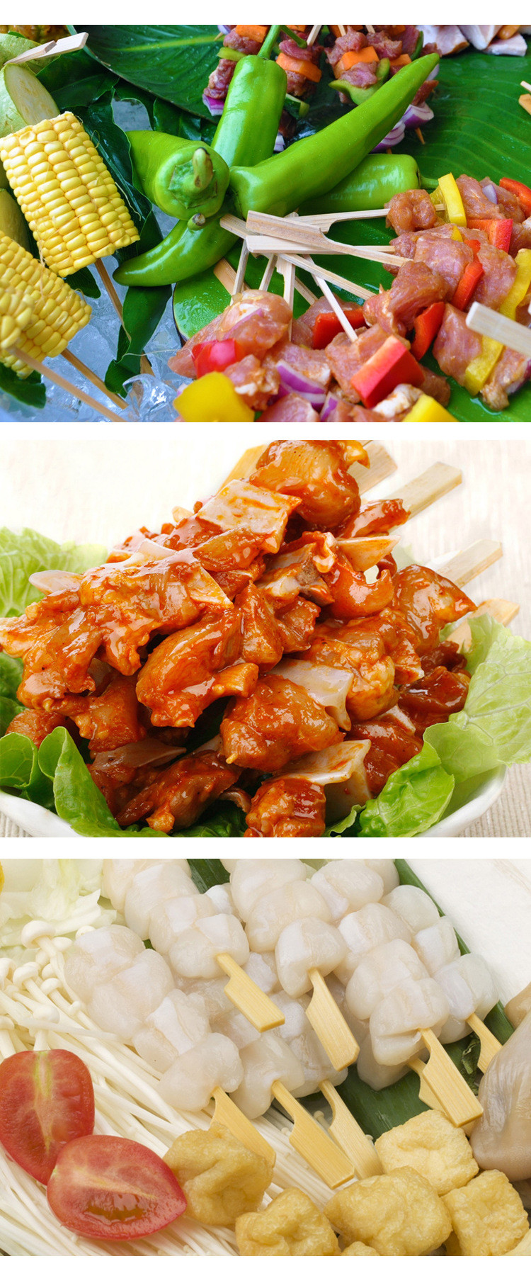 Sharpened Stick Bamboo and Wooden bbq Bamboo Skewers Bamboo Picks