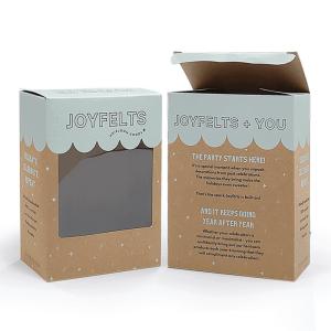 China Brown Kraft Paper Tuck End Box Packaging With Clear PVC Window Folders wholesale